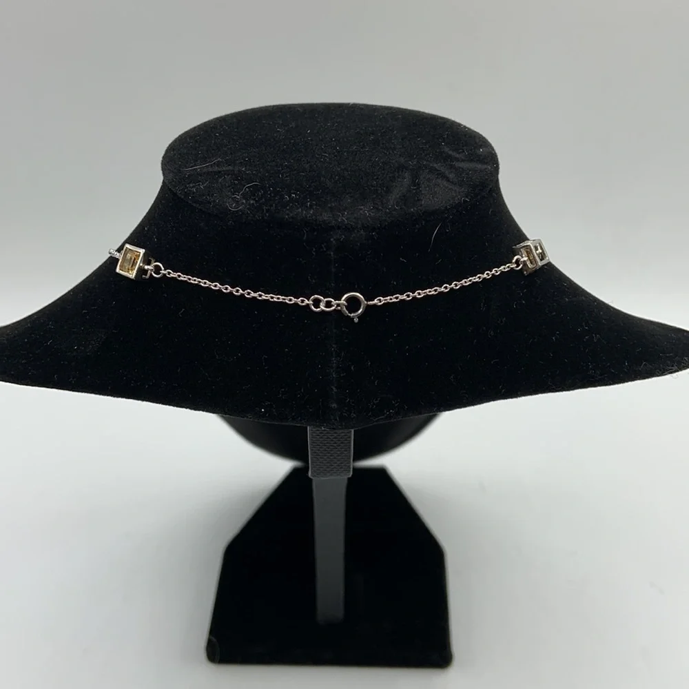 Silver Necklace with Square Detail with Yellow Crystal New without tags!‎